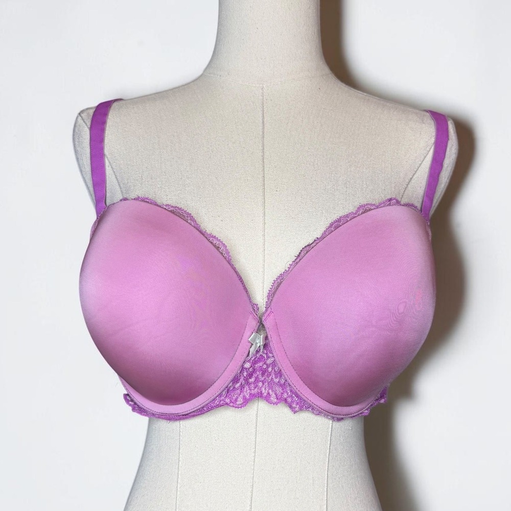 Torrid Push‎ Up Plunge Bra Lace Trim with Optional Criss Cross Straps 42B Purple